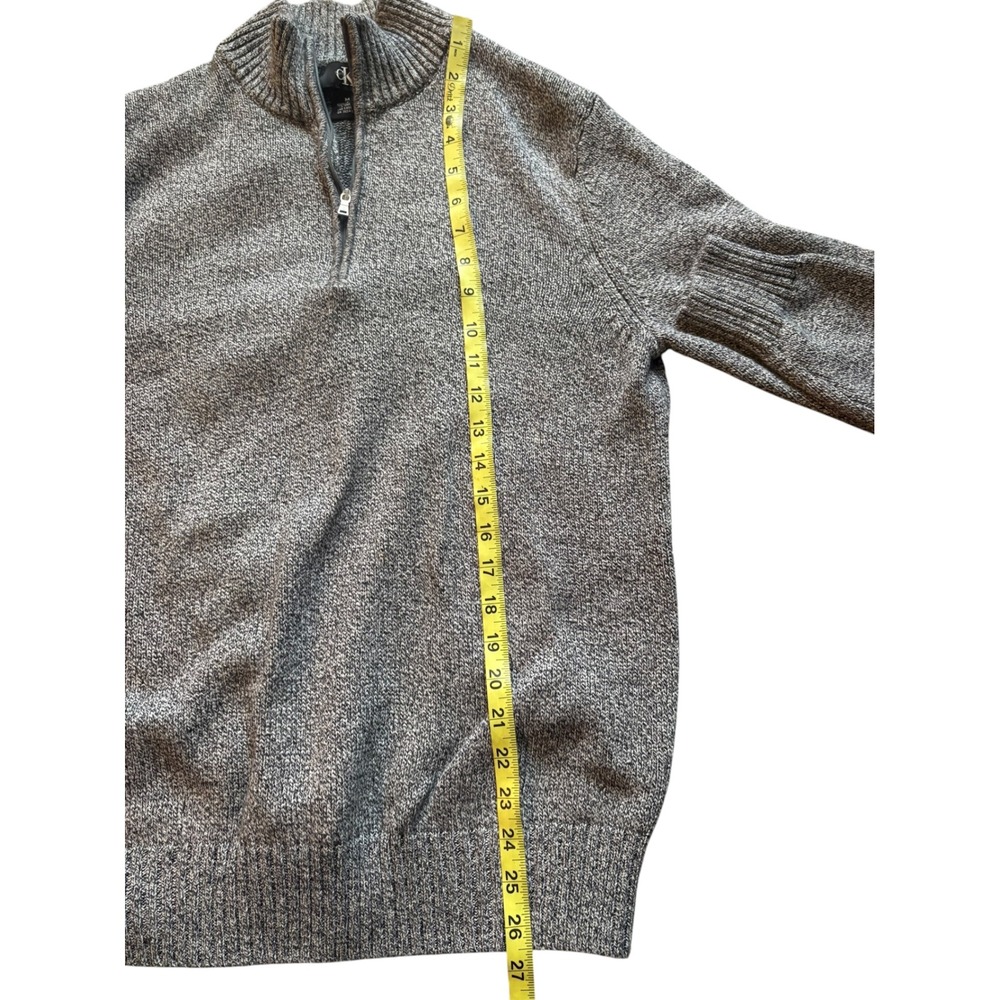 Calvin‎ Klein Men's Gray 100% Cotton Half Zip Mock Neck Sweater Size Medium - Picture 6 of 8